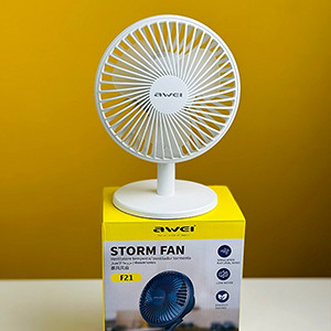 Awei F21 Mini Rechargeable Fan (2000mAh)- White Color